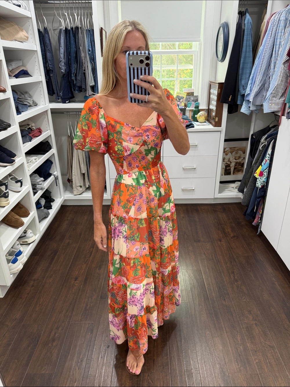 Amazon Floral Tie-Back Maxi Dress - Orange Multi S